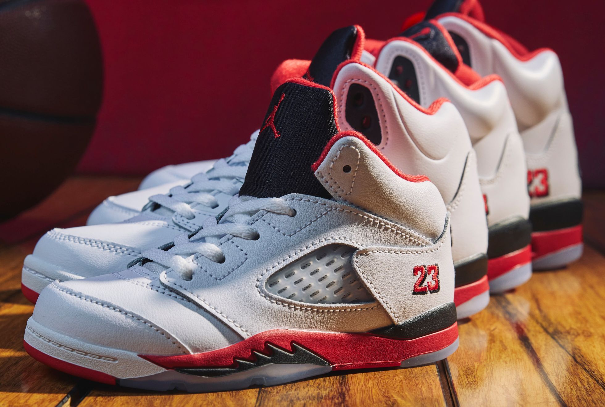 The Air Jordan 5 'Fire Red' Flares into JD Sports in Full-Fam