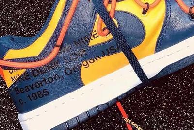 Off White Nike Dunk Low University Gold Midnight Navy Ct0856 700     Release Date 4 Up Close