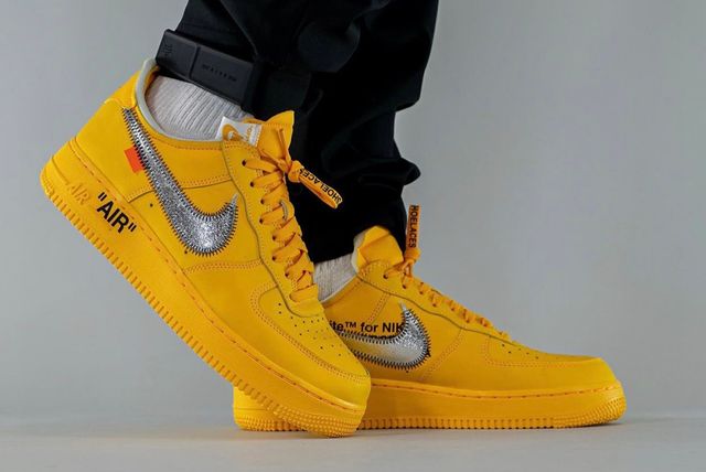 On-Foot Look: Off-White x Nike Air Force 1 ‘University Gold’ - Sneaker ...