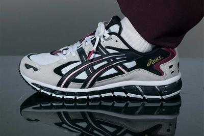 Asics Gel Kayano 360 5 Cherry White On Foot Lateral Side Shot