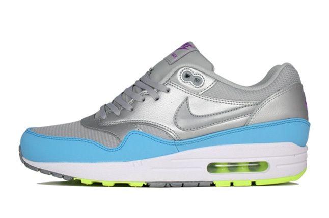 Nike Air Max 1 Fb Metallic Grey Light Blue Volt Side 1