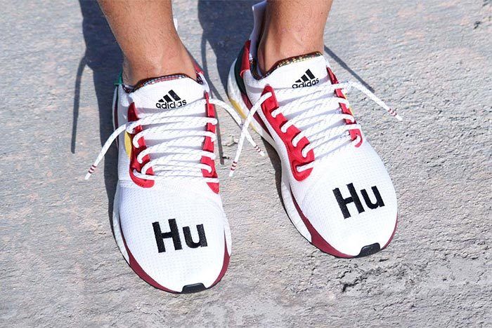 lazo Microordenador invadir On-Foot Look: Pharrell x adidas Solar Hu Glide ST in White - Sneaker Freaker