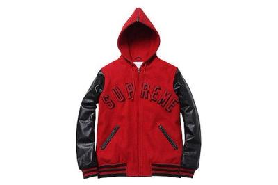 Hooded Varsity Jacket Supreme Red 1