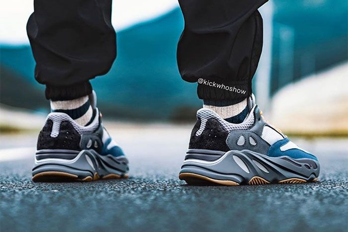 Adidas Yeezy Boost 700 Teal Blue On Foot Heel 2