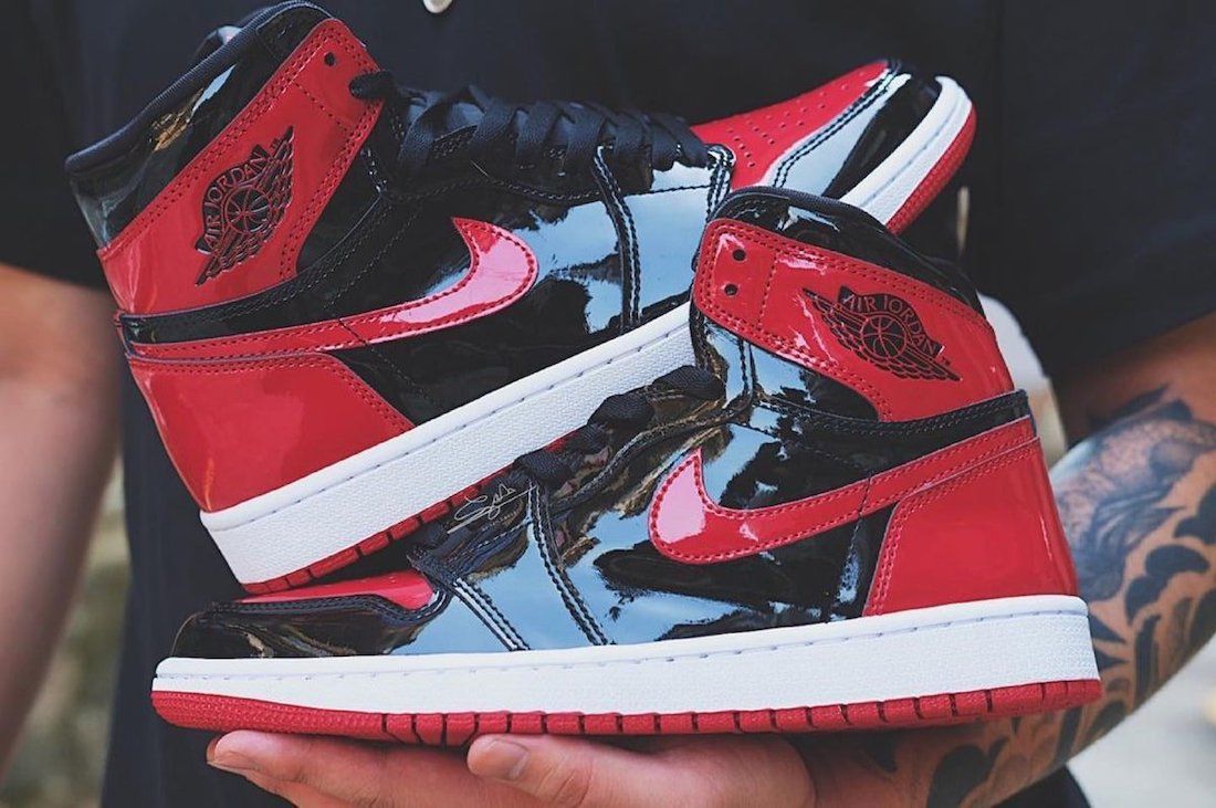 black and red jordan 1 patent leather