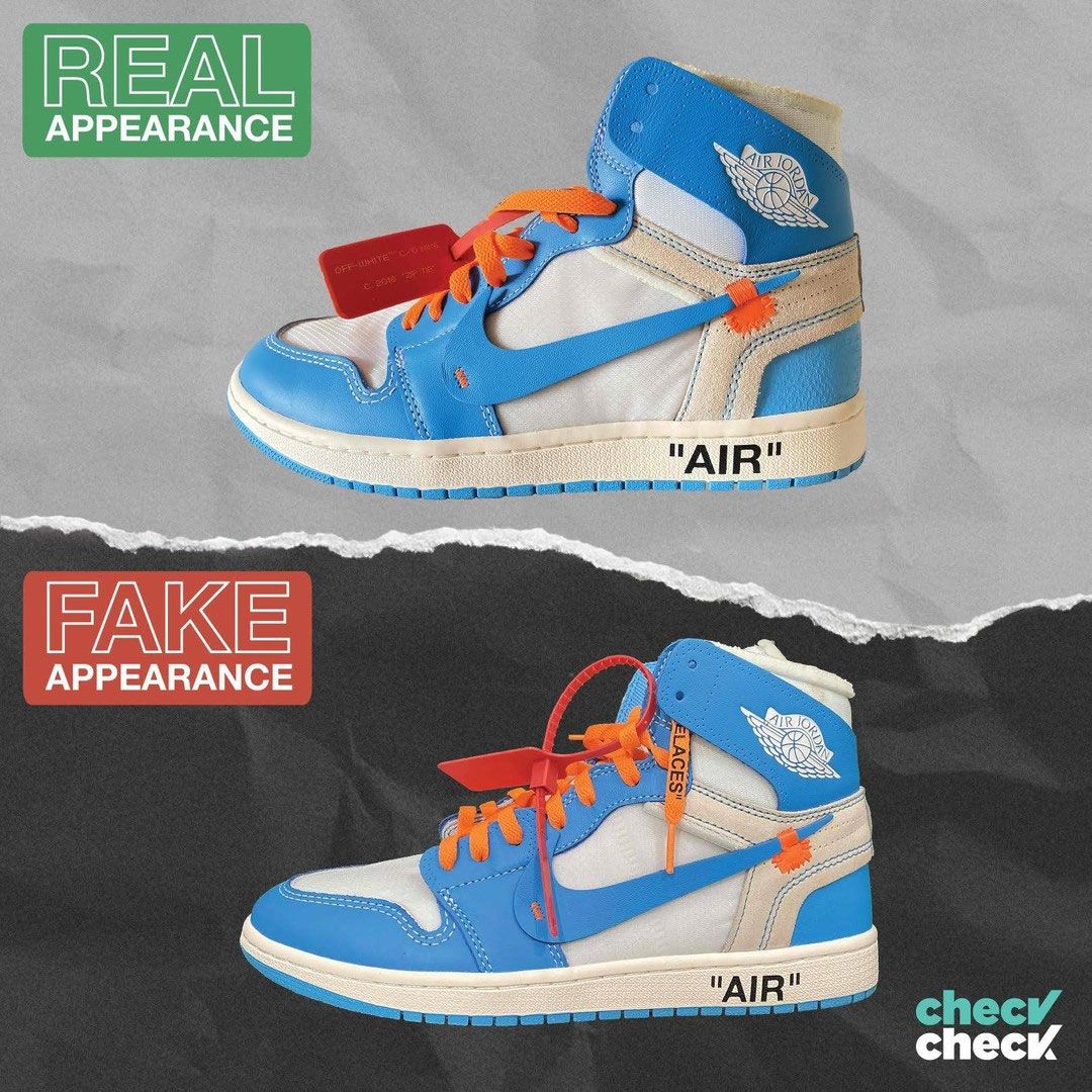real vs fake off white unc 1