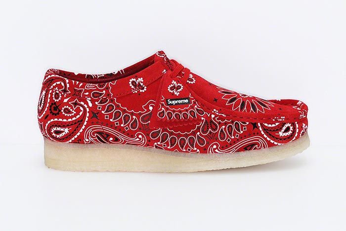 Supreme Clarks Originals Summer Wallabee Red Lateral Side Shot