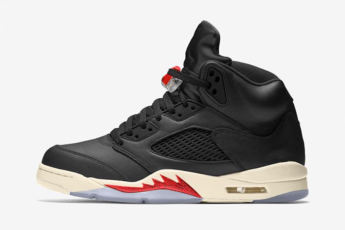 Air Jordan 5 Black Muslin Fire Red Ct8480 001 Release Date Mock Up
