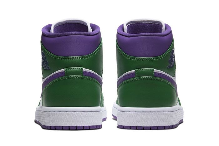 Air Jordan 1 Mid Hulk Green Purple Heel Shot