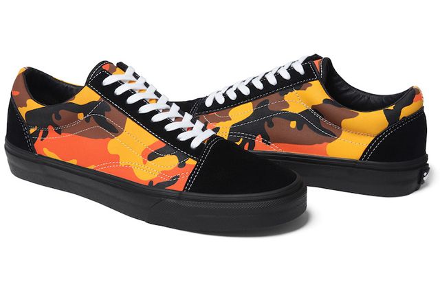 Black and orders orange camo vans