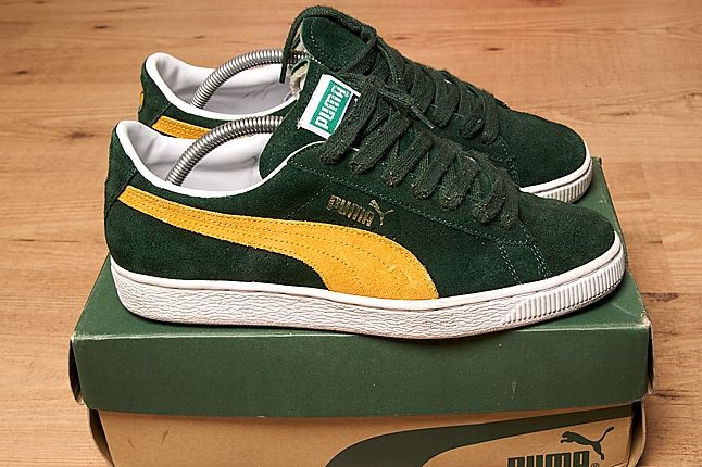 puma suede green and yellow