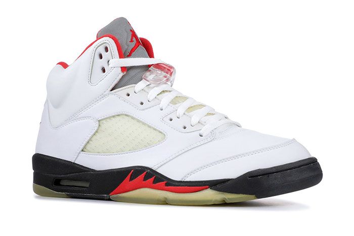 Air Jordan 5 Fire Red 3 M Silver Tongue 2020 Front Angle