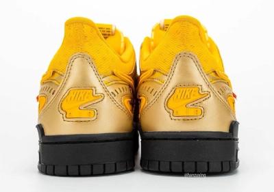 off-white nike air rubber dunk university gold heel