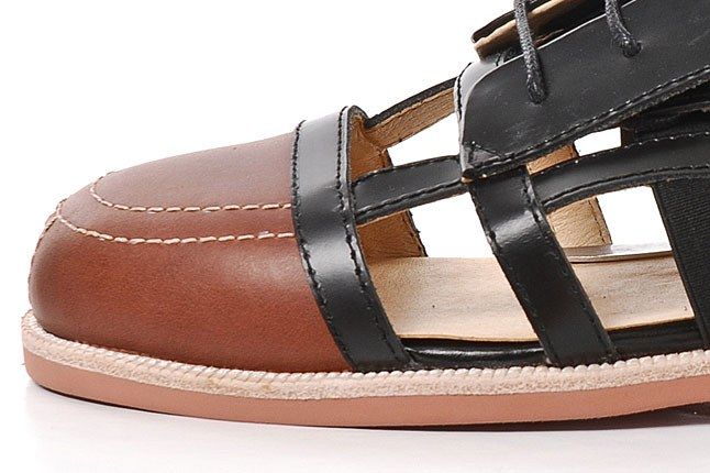 380G Black Cut Out Leather Sandal 4 1