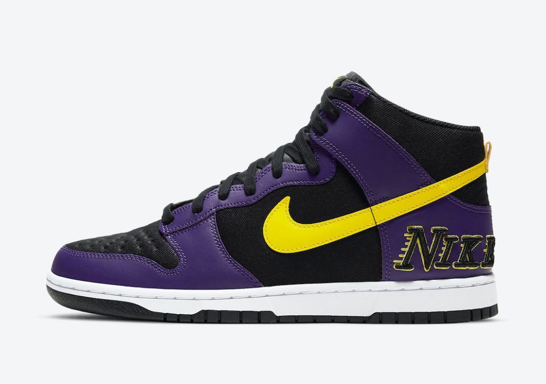 Nike Dunk High EMB 'Lakers' official shots