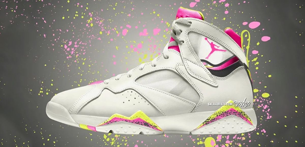 pink and white jordans 7