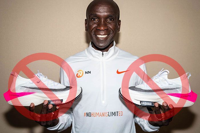 Eluid Kipchoge Nike Zoom Marathon Shoe Alpha Fly Banned