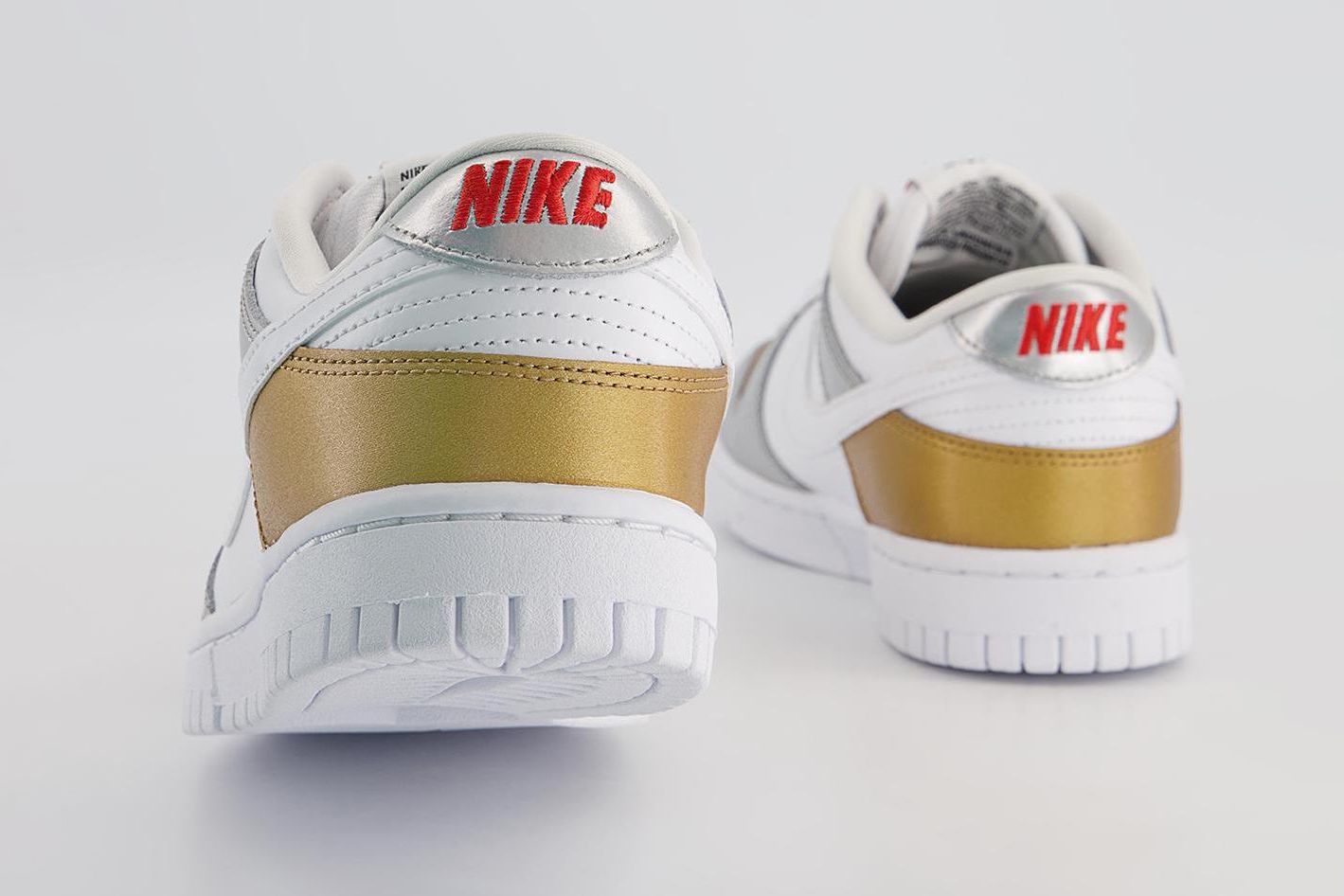 Nike Dunk Low Gold, Silver and White