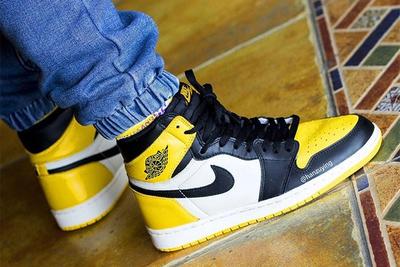Air Jordan 1 Yellow Toe On Foot 2