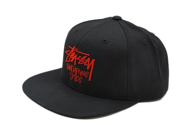Stussy Singapore Tribe Fitted Cap Black Red 1