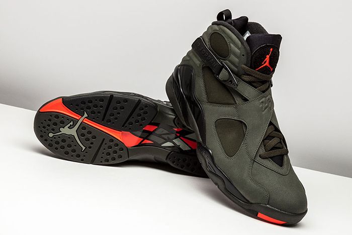 black and orange jordan 8s