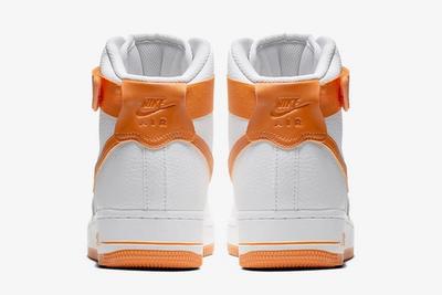Nike Air Force 1 High White Orange Heels