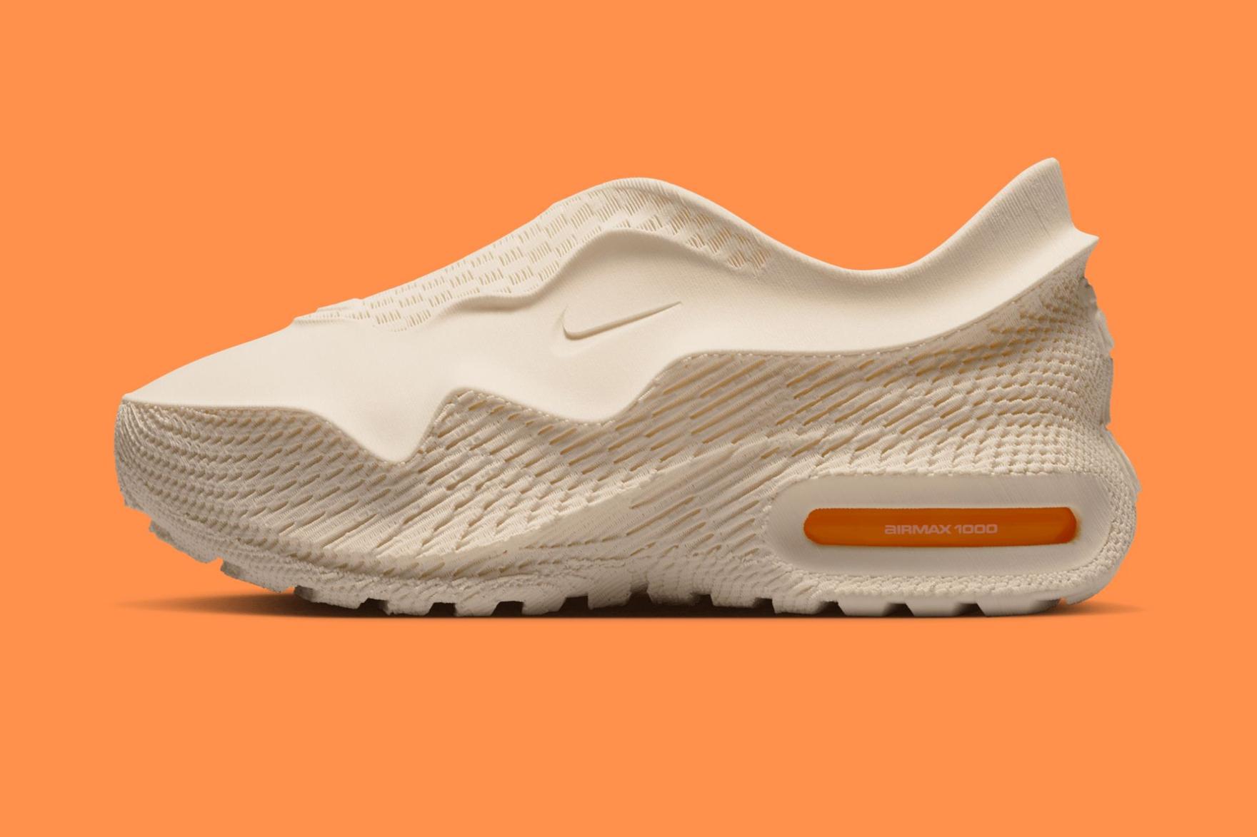 Nike Air Max 1000 Oatmeal sneaker On Orange Background