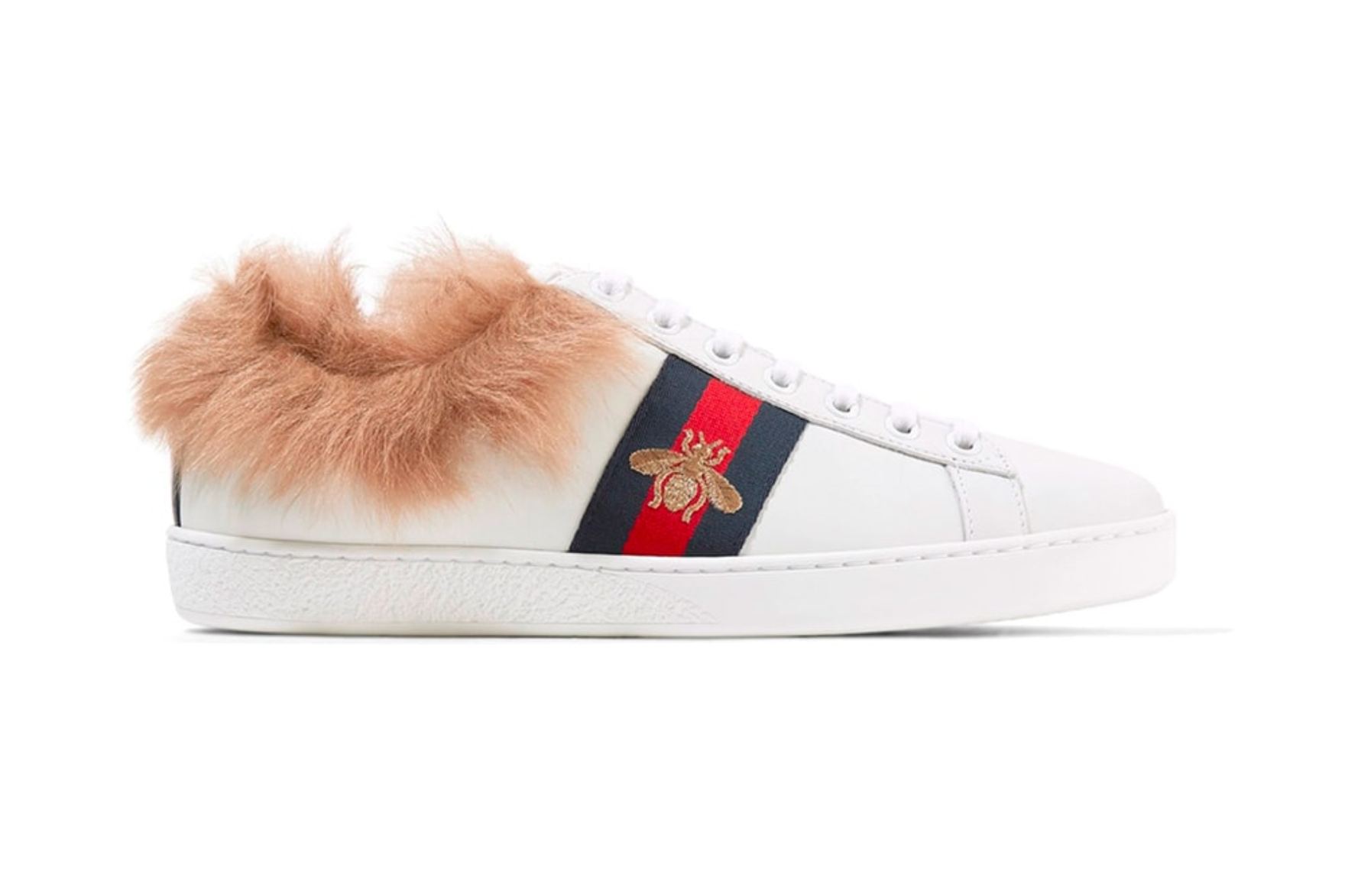 gucci fur sneaker side profile