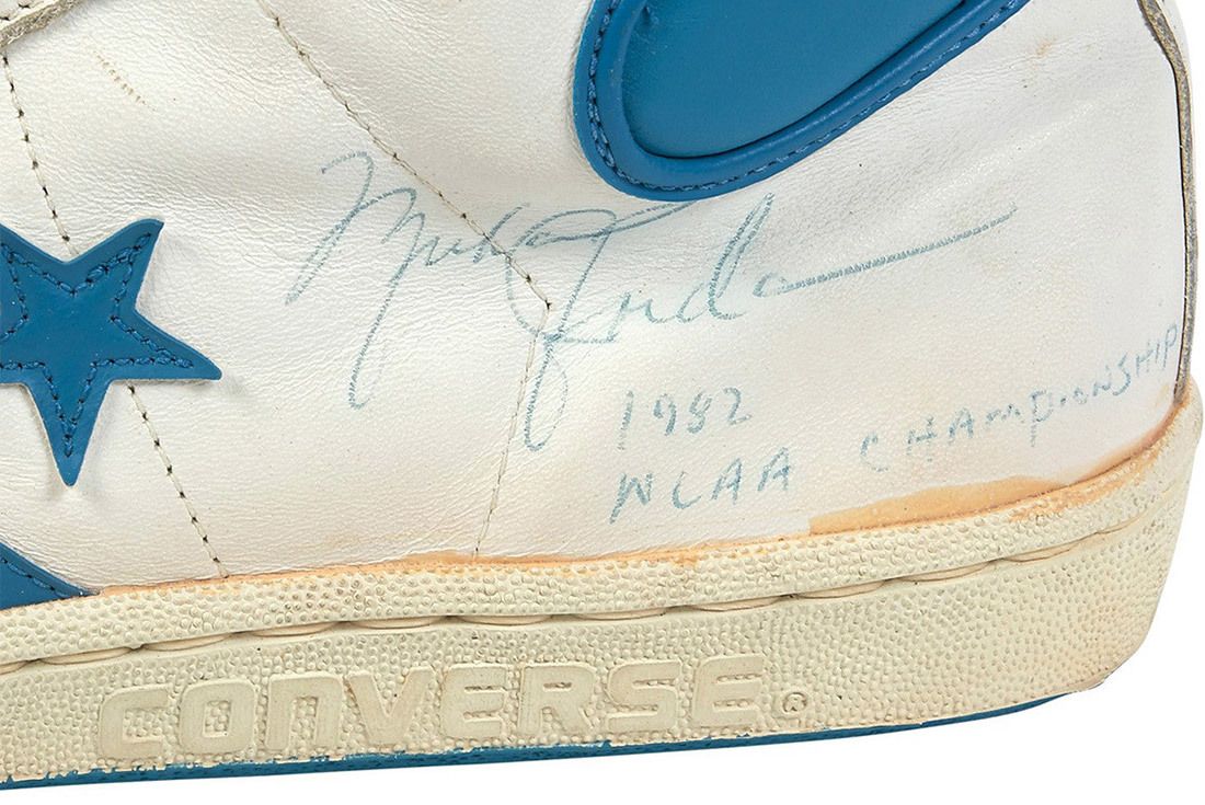 1981 82 Michael Jordan Signed Inscribed Pair Of North Carolina Tar Heel Game Worn Shoes From Freshman Ncaa Championship Season 4