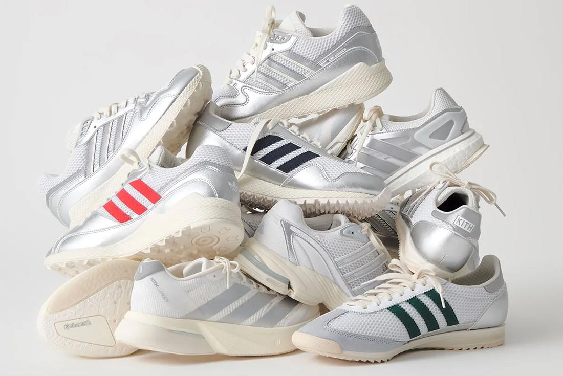 black and silver mesh adidas sneakers on concrete floor