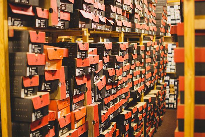 Shoe Boxes Stacked Shelves