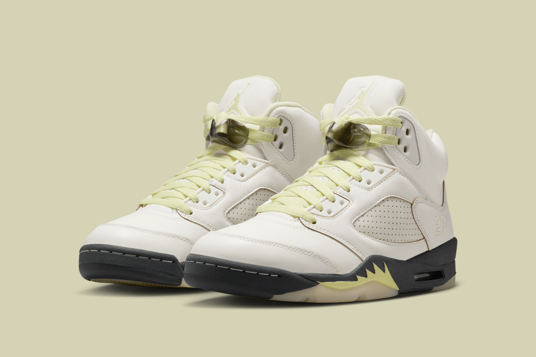 white and green air jordan 5 sneaker