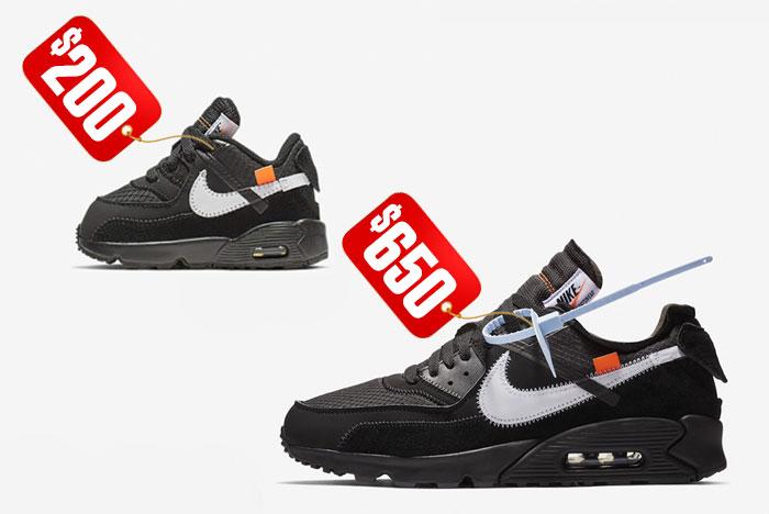 Nike Air Max 90 Off White Black Resale Price Comparison