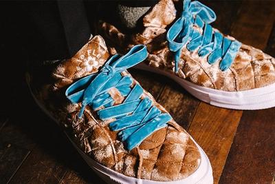 Golf Le Fleur Converse All Star Quilted Brown On Feet Close Up View
