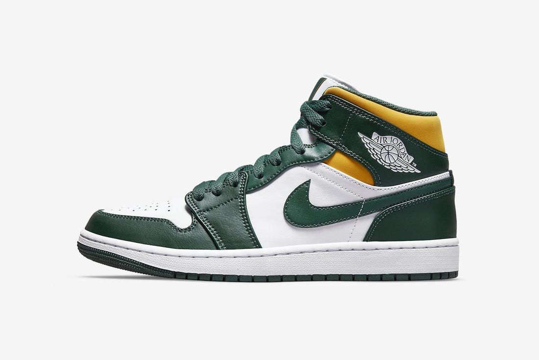 Air Jordan 1 Mid Green/Yellow/White