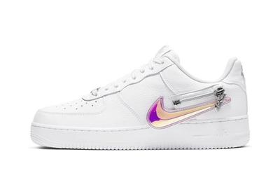 Nike Air Force 1 White Zippered Swoosh Lateral
