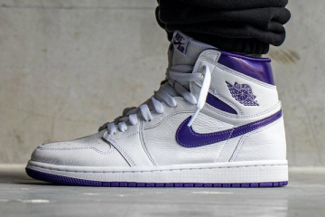 Air jordan 1 court purple on feet discount