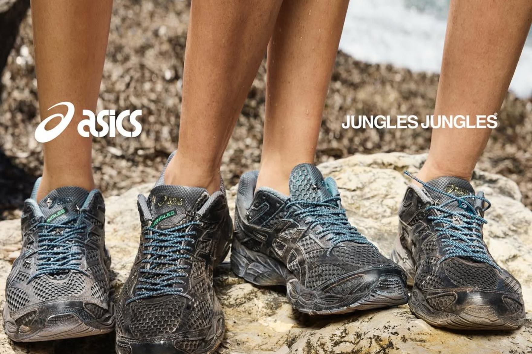 close up shot of black asics sneaker