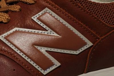 New Balance 576 Premium Leather Brown Logo Detail 1