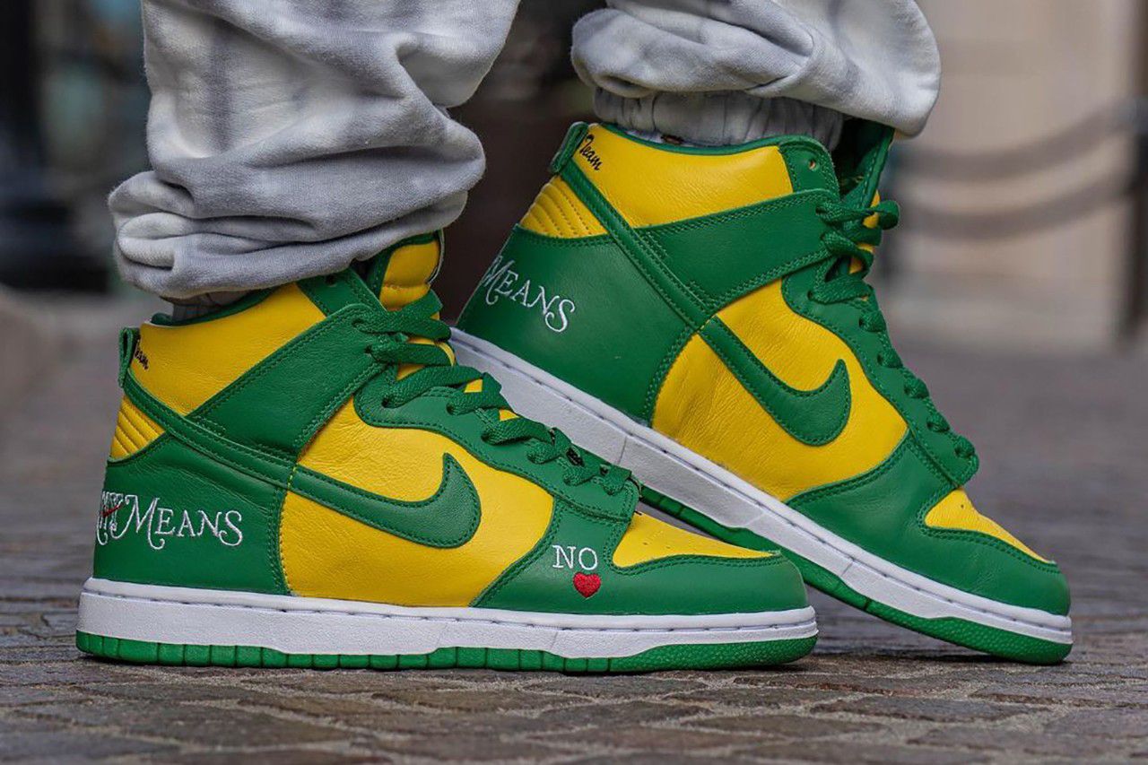 On-Foot: Supreme x Nike SB Dunk High 'Brazil' - Sneaker Freaker