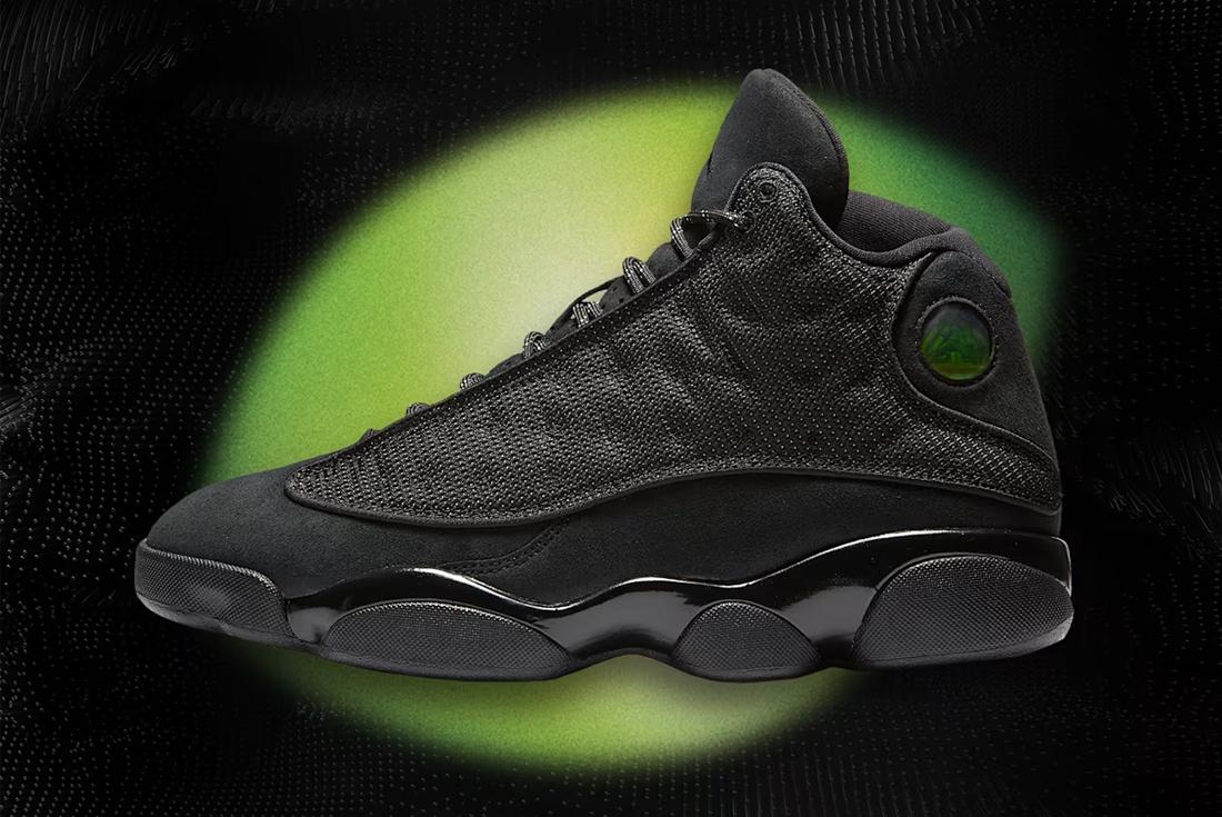 Air Jordan 13 'Black Cat' panther green eye sneaker