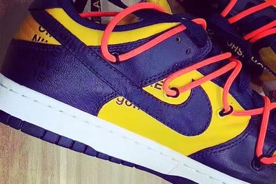 Off White Nike Dunk Low University Gold Midnight Navy Ct0856 700     Release Date 2 Up Close