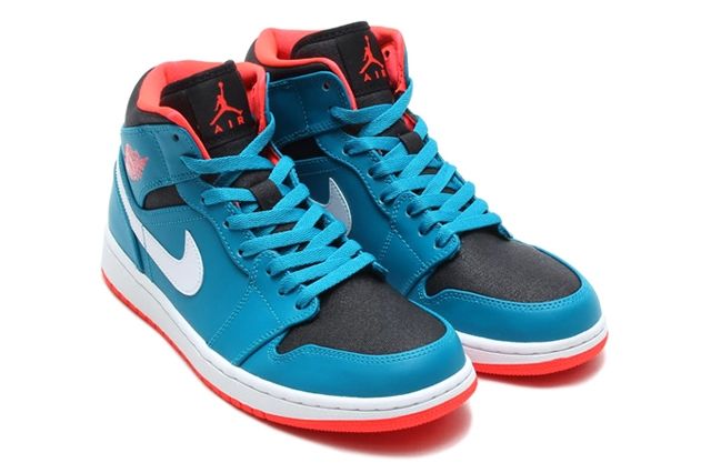 Air Jordan 1 Mid: hot Tropical Teal/Infrared 23, size 12