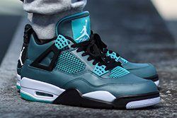 Air Jordan 4 Teal On Foot Thumb