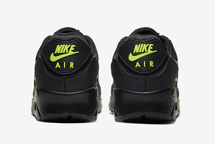 Nike Air Max 90 Black Volt Heel
