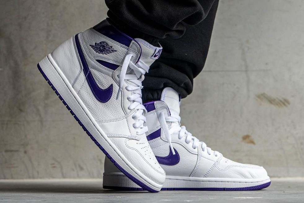 jordan 1 court purple womens on feet