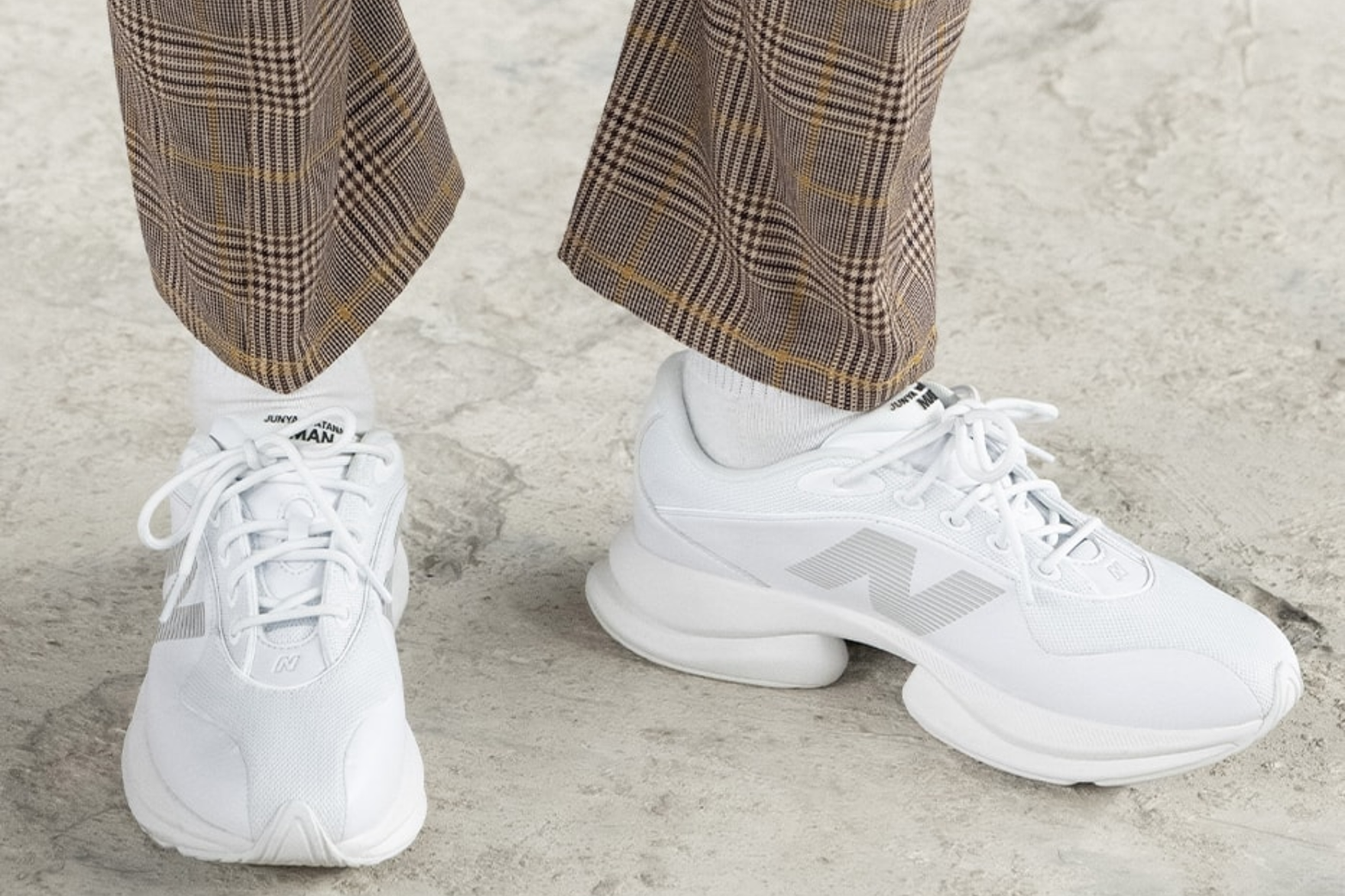 junya x new balance tf100 close up shot