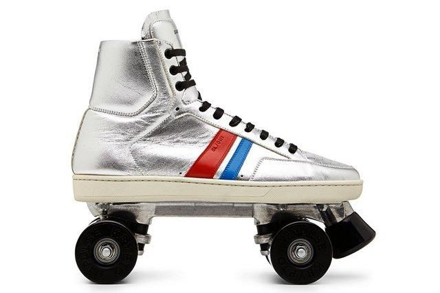 Saint Laurent Classic Court Silver Roller Skates