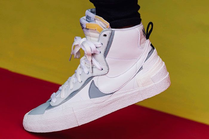 Sacai x nike blazer mid white wolf grey fashion