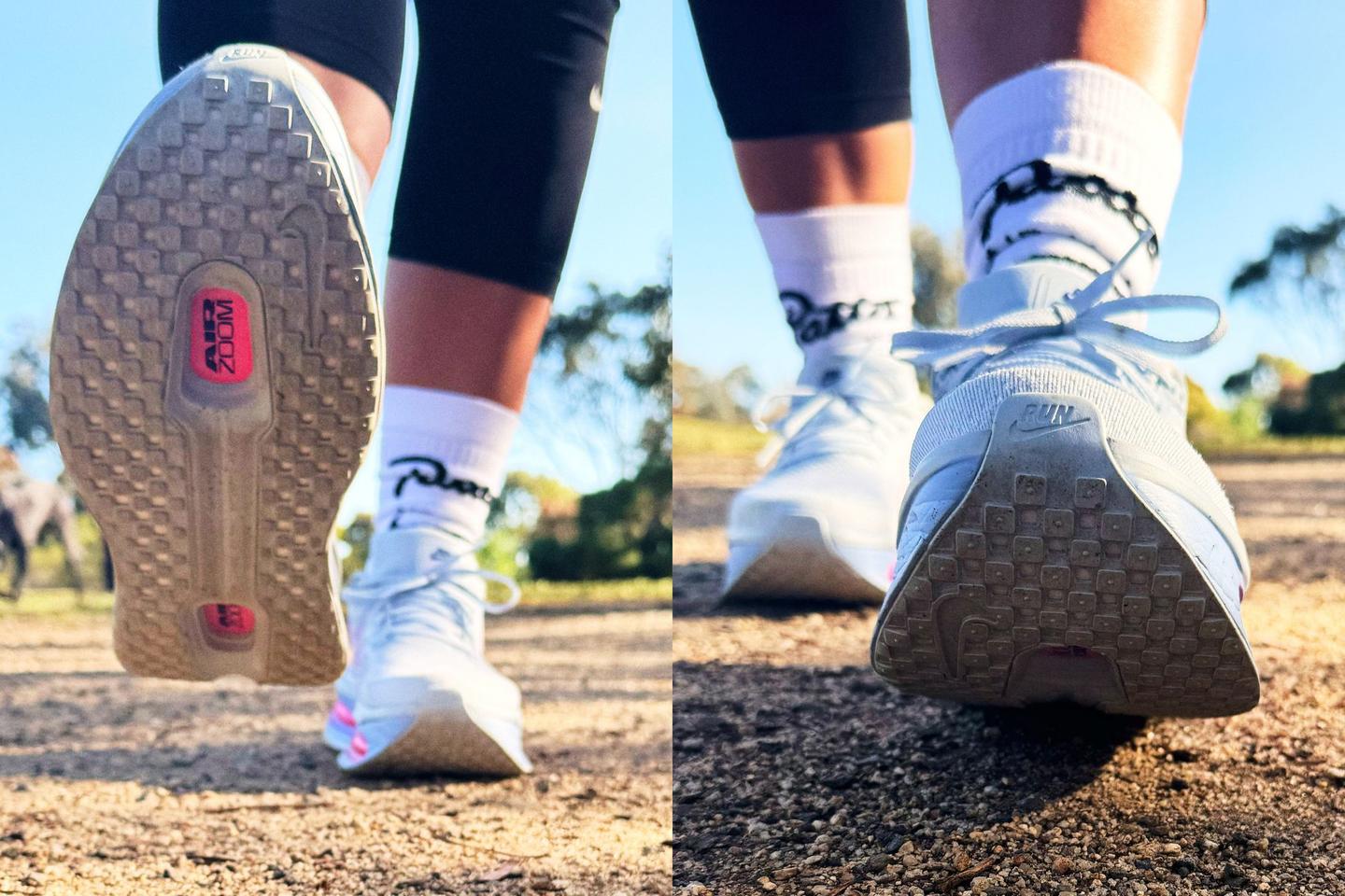 On-foot outsole shot of Nike Vomero Premium sneaker